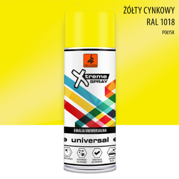 Spray Universal Email Żółty cynkowy RAL 1018 połysk 400ml Dragon